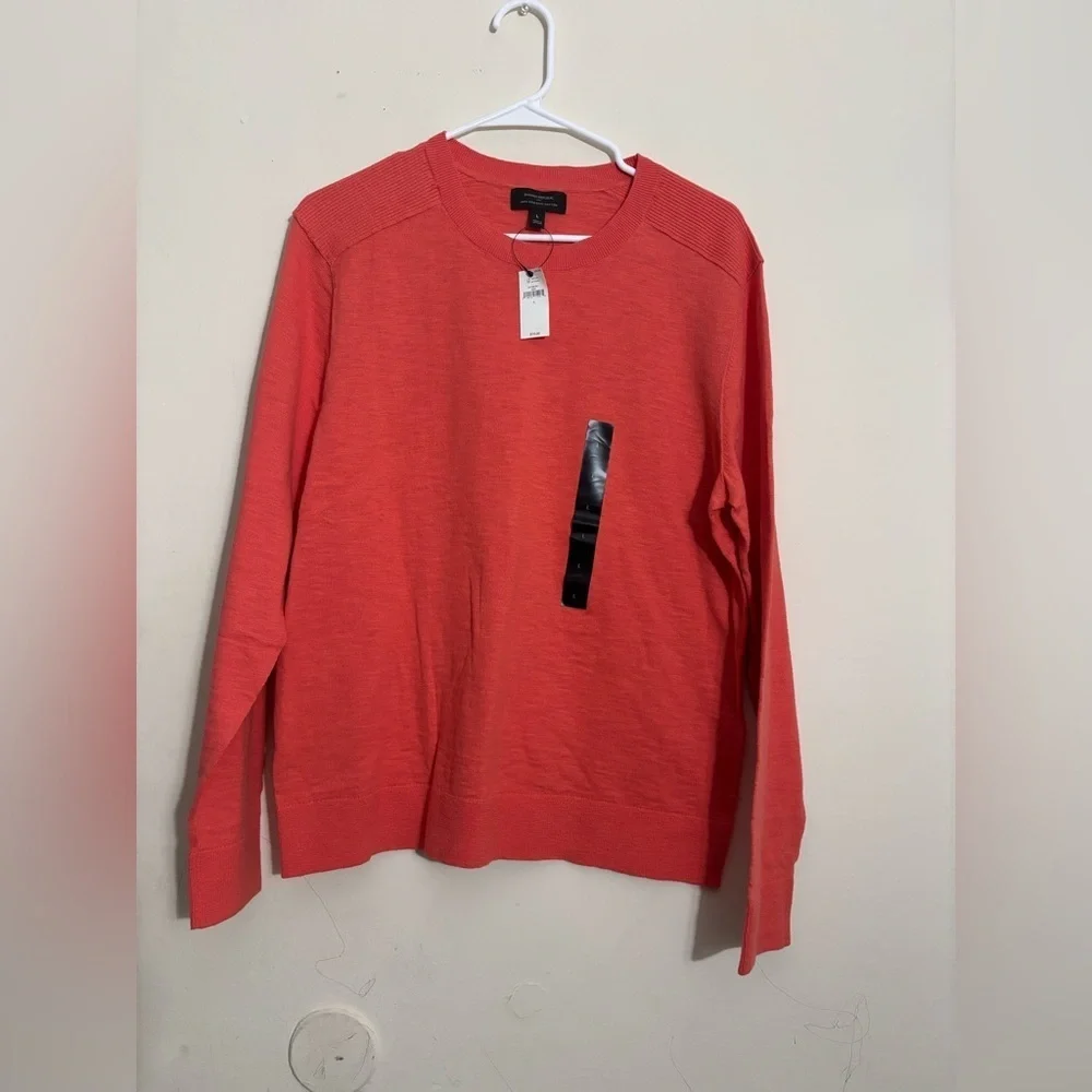 Banana Republic Sweater Mens Large Orange Organic Cotton Crewneck Pullover